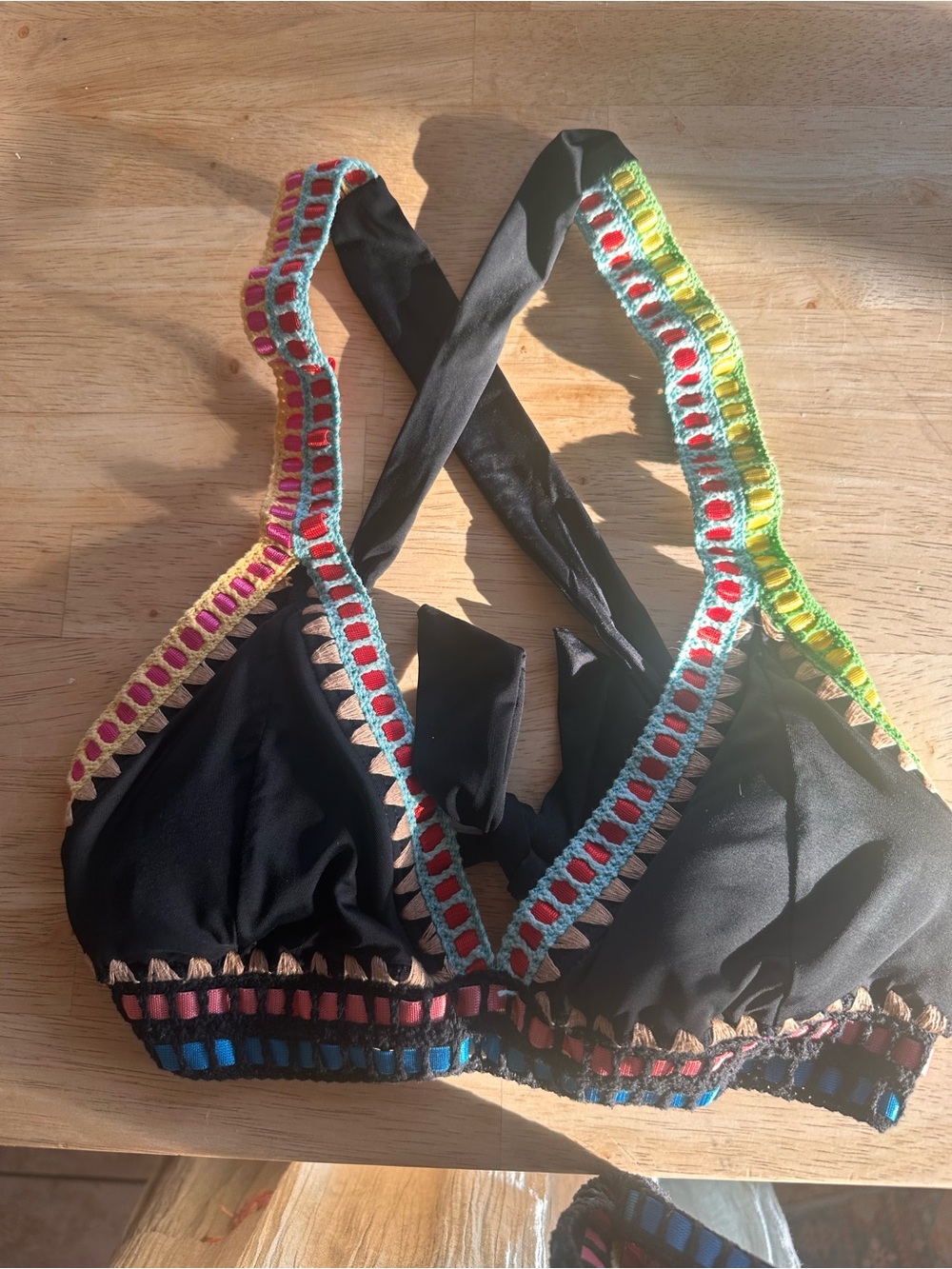 Barr III Black Crochet-Trim V-Neck Bikini Set - Picture 4 of 4